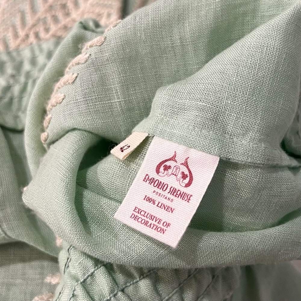 Emprio Sirenuse Monika Palm Set (Skirt+Top) in Biscay Green 100% Linen - Picture 9 of 13